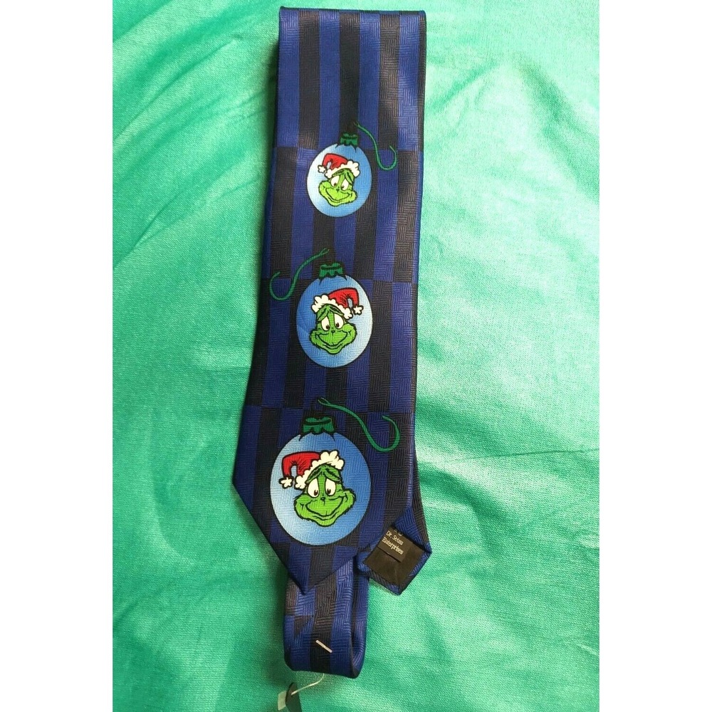Dr. Suess Neck Tie  How The Grinch Stole Christmas Polyester Men's 56"‎ Blue NWT